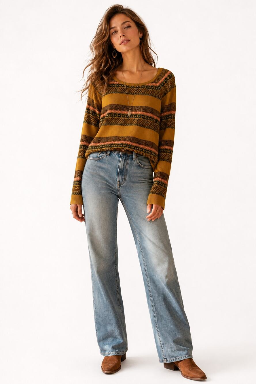 Free People Meadowbrook Knit Boxy Crop Sweater Size M